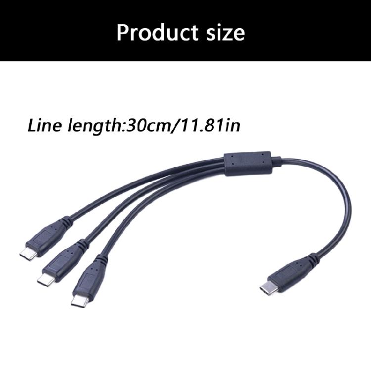 Type C Splitter Cable Type C 1 Female to 3 Male Converter Multiple Expander Cable Multiport Split Adapter for Smartphone