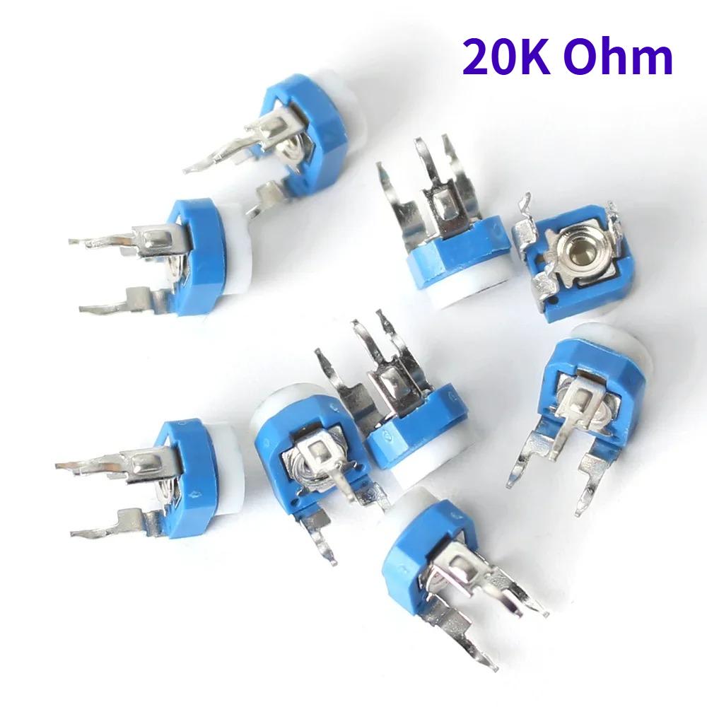 20PCS RM065 Potentiometer 1K 2K 5K 10K 20K 50K 100K 200K 500K 100R 200R 500R 1M Resistance RM 065 Trimmer Potentiometers