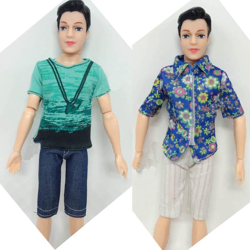 3SetsTops Hemd Kurze Jeans Hosen Kleidung Für Ken Puppe Outfits Kleidung Für Barbies Freund Ken Puppen Puppenhaus Zubehör Kinder Spielzeug