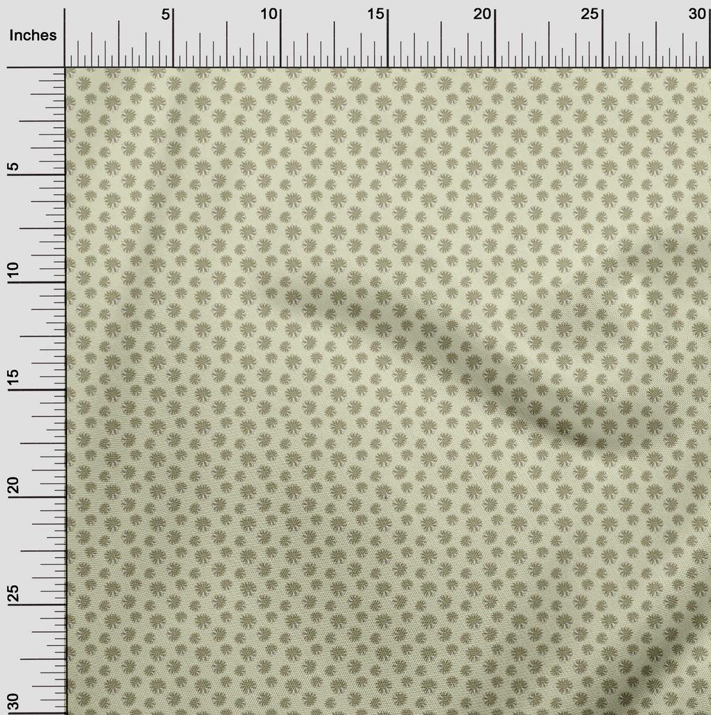 oneOone Cotton Flex Greenish Beige Fabric Asian Block Sewing Material Print Fabric By The Yard 40 Inch