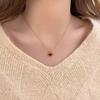 Red heart-shaped titanium steel necklace, small red heart pendant, sweet, peach heart collarbone chain, earrings, bracelet