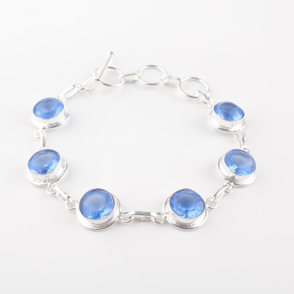 Natural Tanzanite Gemstone 925 Sterling Silver Jewelry Handmade Bracelet 7-9" RB-13-7