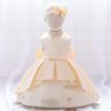 Baby Girl's Feather Embroidery Princess Dress - First Birthday Party Outfit with Big Bow.