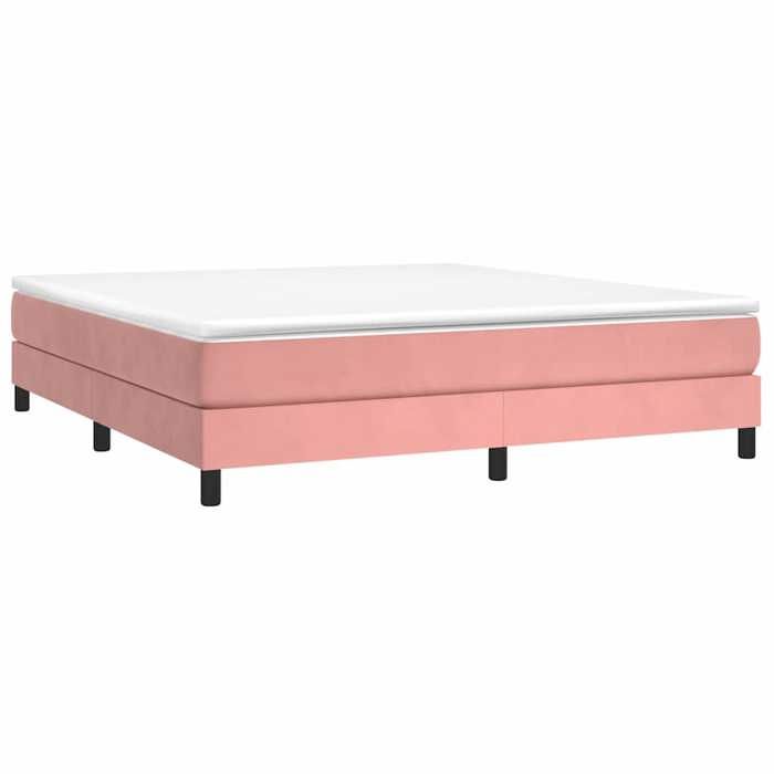 Struttura letto con materasso - Maison Exclusive - 160x200 cm - Velluto rosa - Massimo relax