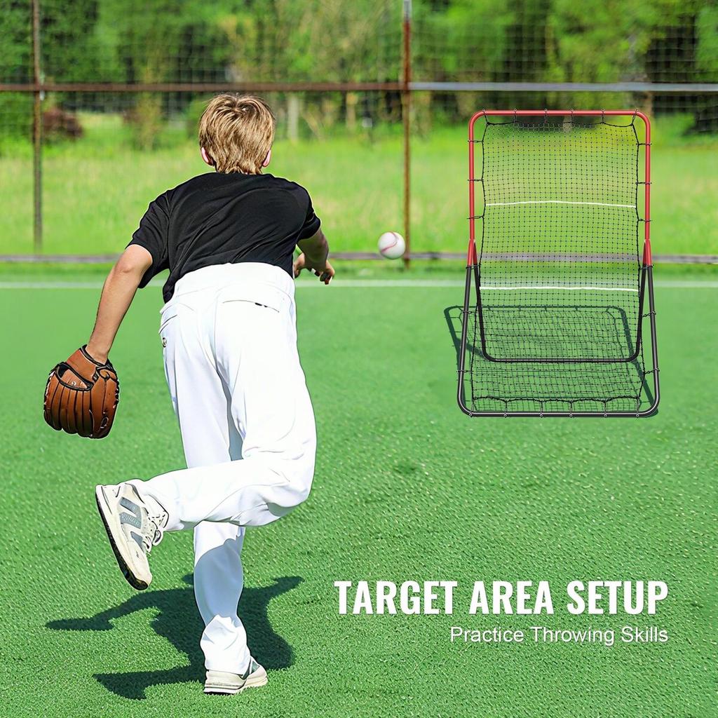 Baseball And Softball Rebounder Net 3x4.5 Ft PitchBack 3-Way Trainer