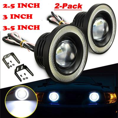 Projector Cob LED Fog DRL Spot Lights Angel Eyes Pair For BMW