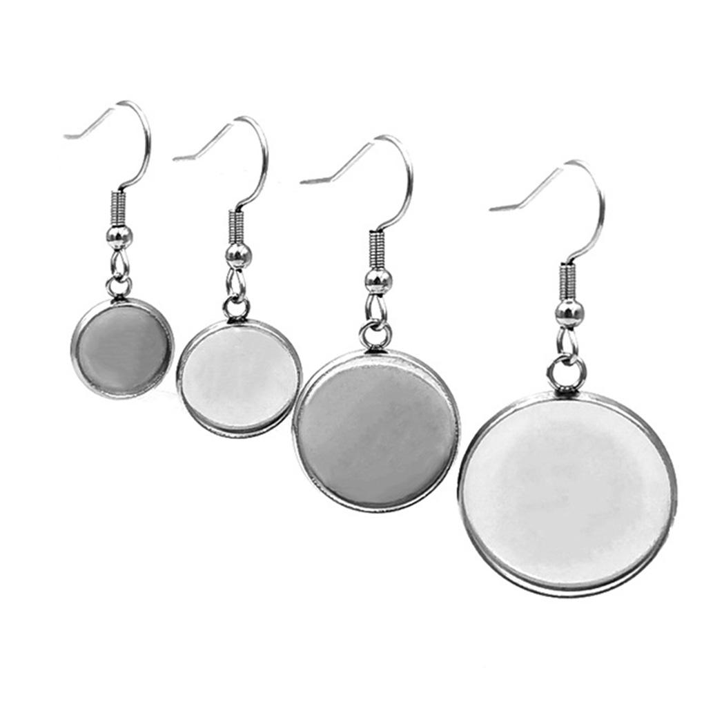 10 Stück Ohrring Selbstmontage Mehrgrößen Fassungen Flacher Boden Anhänger Rohling Basis Haken Schmuckherstellung Tablett Zubehör Geschenke