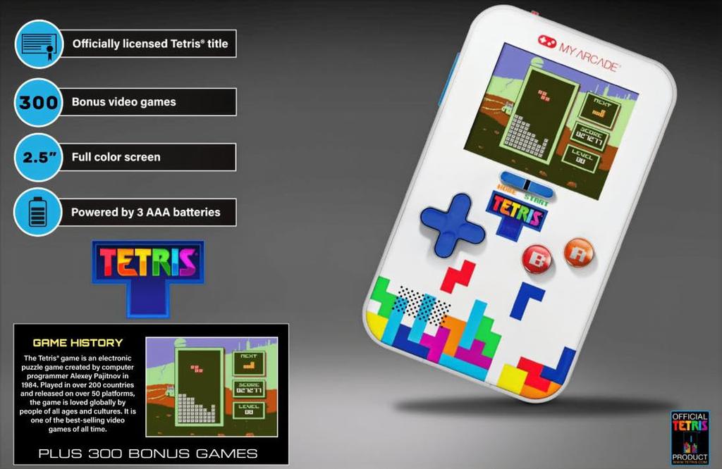 My Arcade An Officially Licensed Tetris Handheld Game Includes 300 Bonus Arcade Tetris Console. Games.