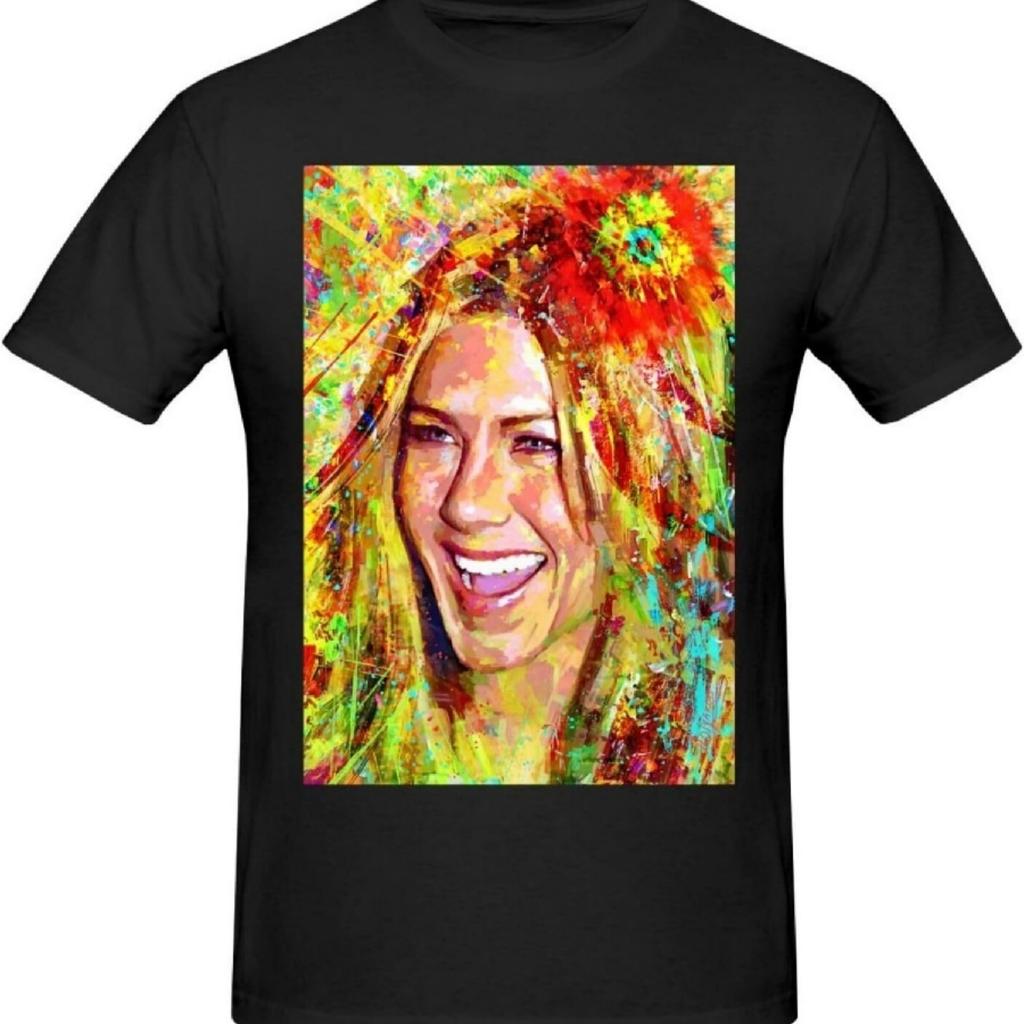 Jennifer Music Aniston T-Shirts Men's Premium Cotton Crew Neck Short Sleeve Pullover Tee Tops Black3