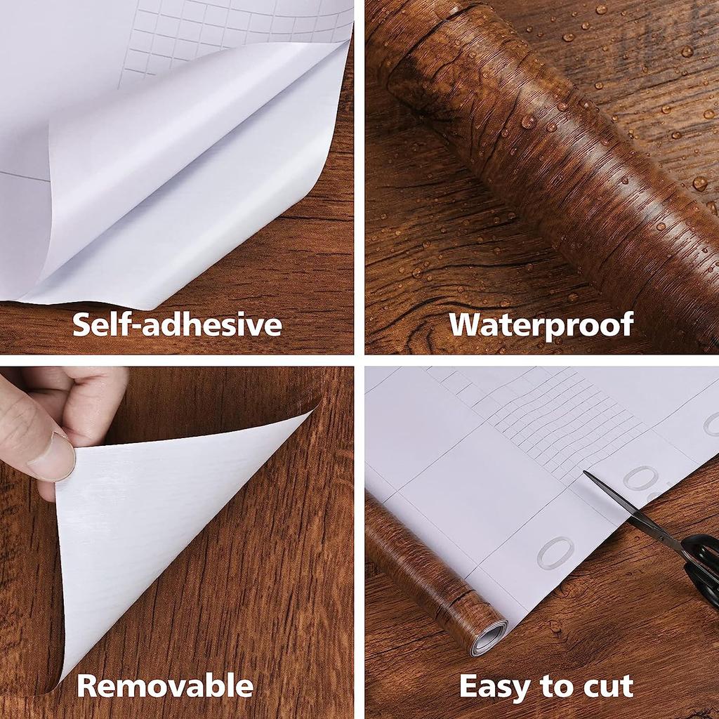 40cm Vinyl Wasserdichte Holzmaserung 3D Aufkleber für Kleiderschrank Schrank Tisch Schrank Möbel PVC Selbstklebende Tapete Heimdekor