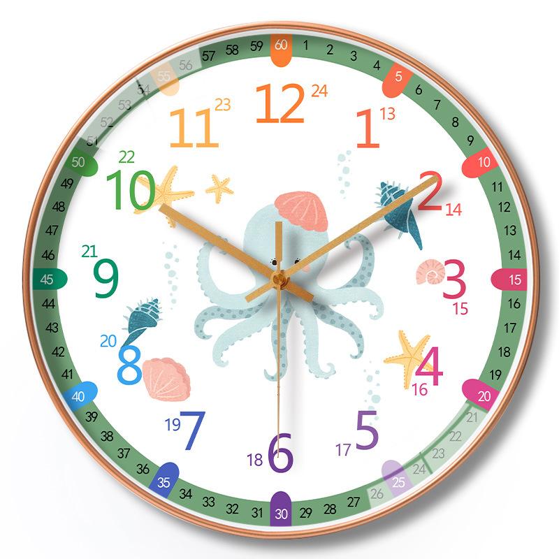 8-Inch 20Cm Wall Clock Living Room Home Cartoon Early Education Clock Children'S Bedroom Wall Hanging Mute Clock Table