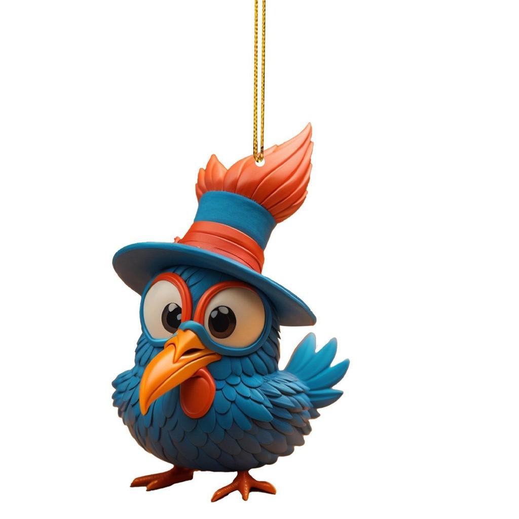 Turkey Cartoon Adorable Acrylic Car Ornament For Joyful Holiday Decor Tree