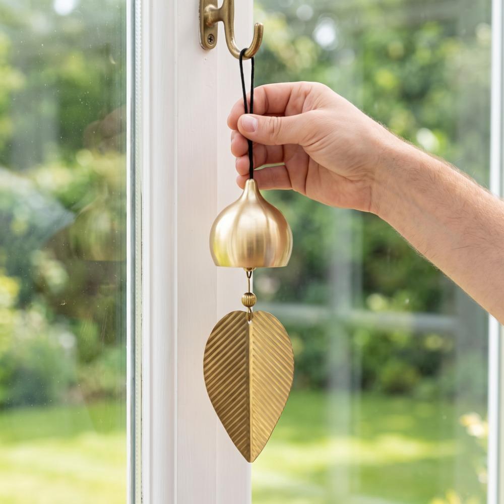 Gold Hanging Bell Decor Brass Feng Shui Bell Brass Decorative Door Bell Window Decor