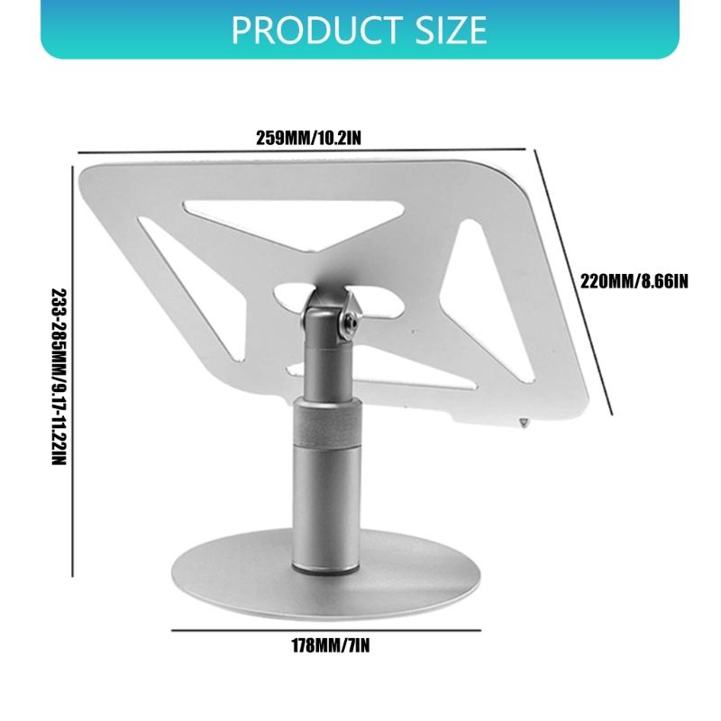 Portable Foldable Tablets Holder Aluminum Alloy with Height Adjustment and Full Rotations for Easy Travel Storage and Stability