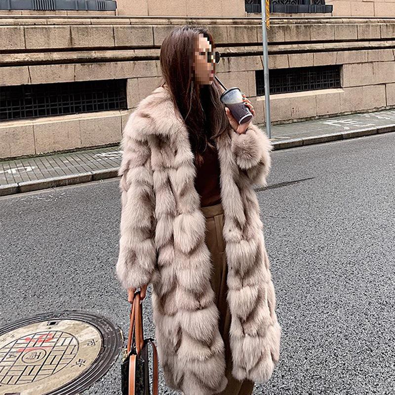 Women's Long Faux Fox Fur Coat - Versatile, Loose, Over-the-Knee, Warm Winter Style