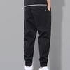 Men Pants Solid Color Elastic Waist Drawstring Ankle-banded Cargo Pants for Daily Wear