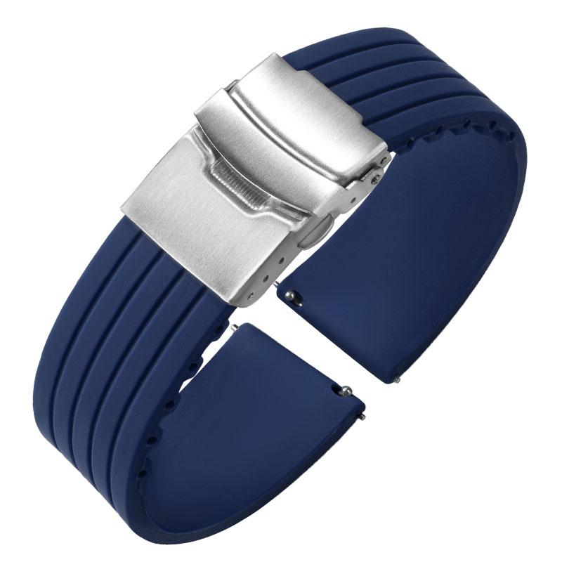 18/20/22/24mm Soft Silicone Watch Band Universal Waterproof Sports Rubber Folding Buckle Strap for Seiko Bracelet Accessories