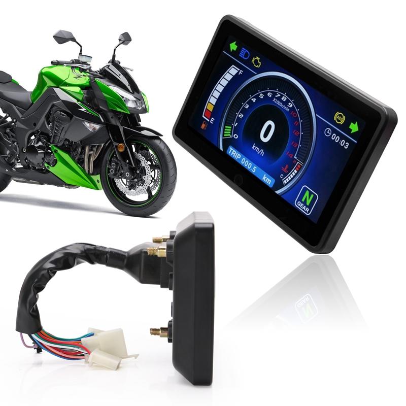 Universal Motorcycle LCD Display Cluster Replaceable Speedometer Multi-Function Instrument For 1,2,4 Cylinder Motorbike чёрный