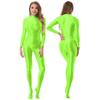 Womens Mock Neck Zipper Back Bodystocking Glossy Full Body Long Sleeve Sportswear Nightwear