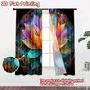 2D flat printing 2pcs Curtain Window Drapes Colorful Lotus Blossom Digital Printed Polyester Drapes Family Party Decoration