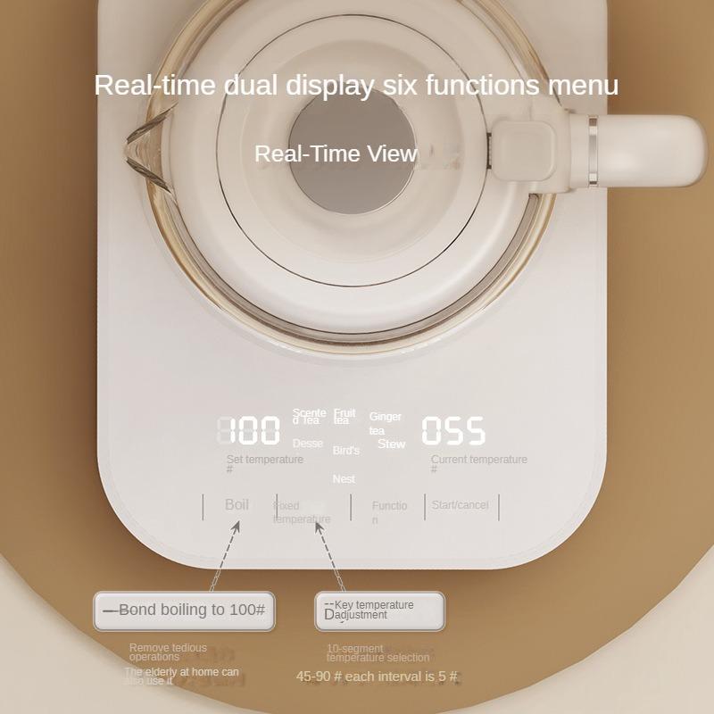 220 V Multifunktions-Wasserkocher mit Doppelschicht-Isolierung und Temperaturregelung für den Heimgebrauch, 1500 ml Topf zum Einkochen der Gesundheit