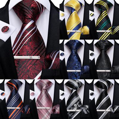 Slik Mens Tie Clip Set Green Solid Necktie Pocket Square Cufflinks Wedding US