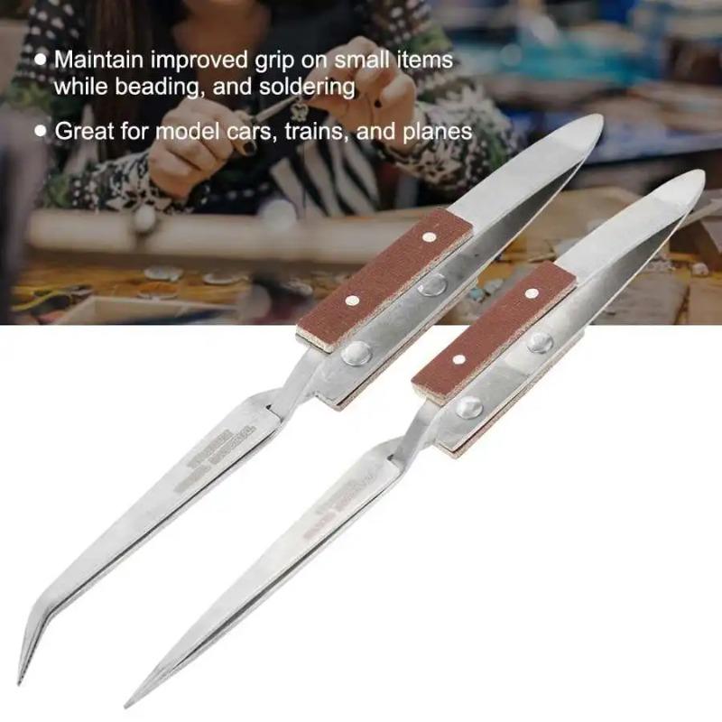 Jewelry Soldering Tweezers Straight Curved Tip Selflock Welding Tweezer Cross Locking Jewelry Making Tool Equipment for Jeweler