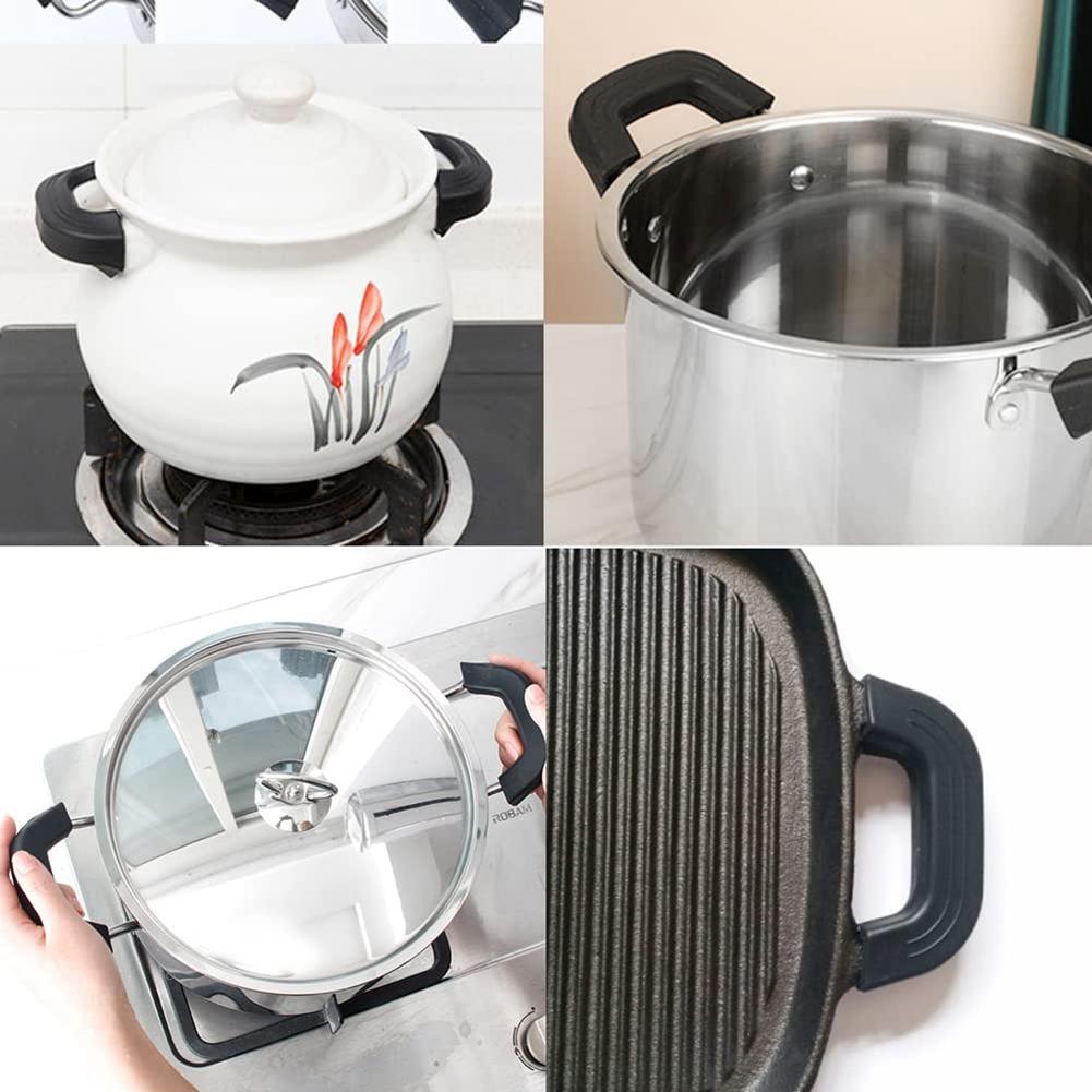 Good-Silicone Pot Handles Handle Holder Finger Protect Pot Holder Heat Resistant Silicone Clamp Handle Cover For Frying Pans