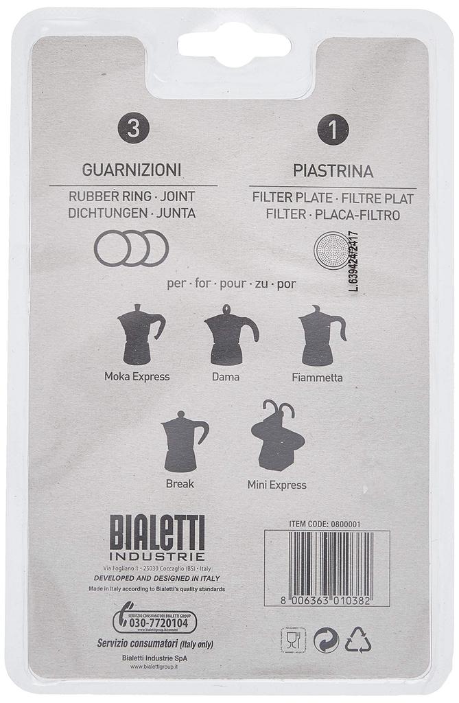 Bialetti Replacement Gaskets and Filter for 1 Cup Moka Break Dama Mini Express Espresso Makers / / / (1-CUP Size)