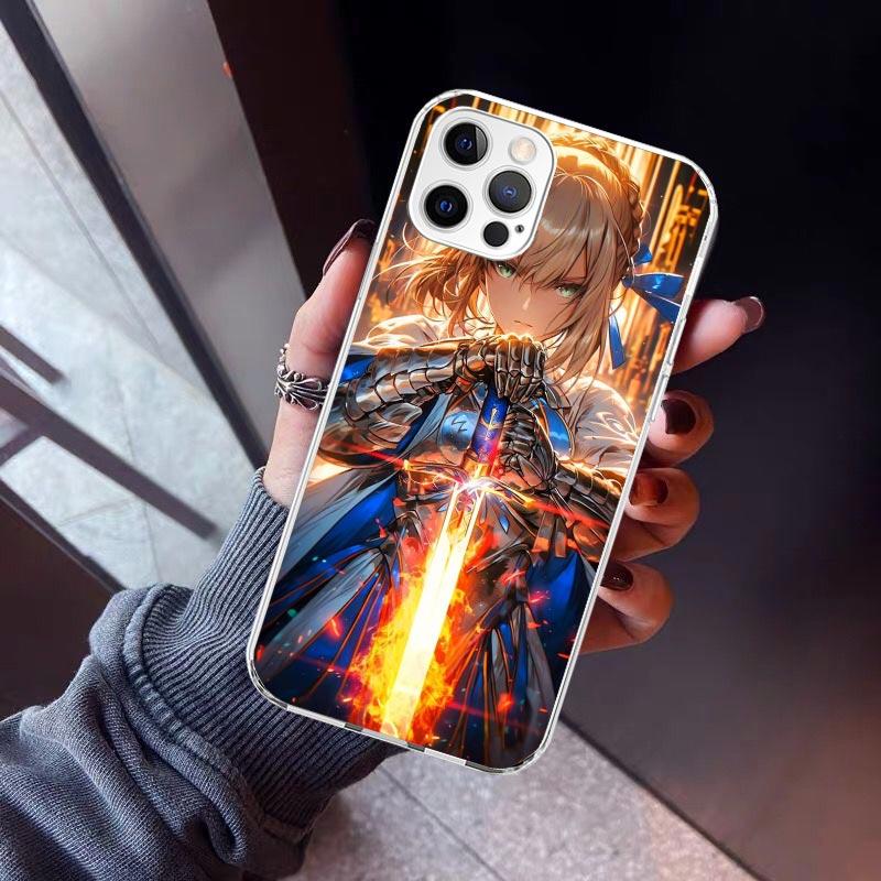 Fate Zero Stay Night Saber Phone Case For iPhone 17 Air 11 13 Mini 14 15 Plus 16 12 Pro Max 16E SE 7 8 Pattern Soft TPU Back Cov