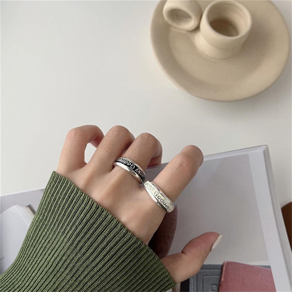 Korean Version of Lucky God English Letter Ring Does Not Fade Drip Glaze Index Finger Ring Ring
