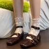 Fashion Fashion Square Toe Shallow Mouth Flats Women's Summer New Metal Belt Buckle Soft Slip Non-Slip Mary Jane Single Shoes