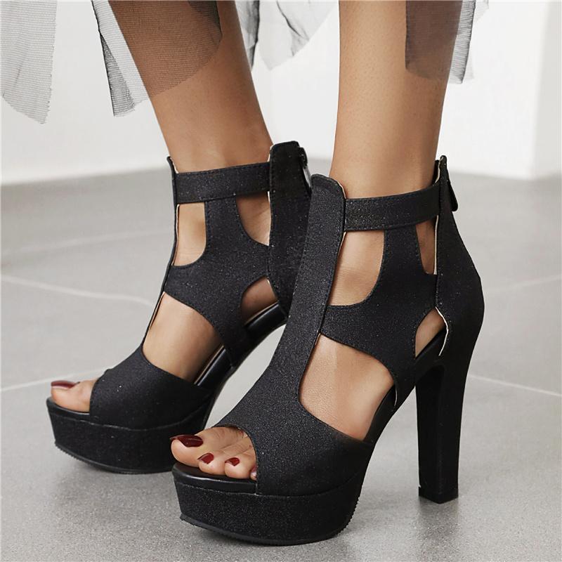 Mode Mode Sommerschuhe für Frauen Sandalen High Heels Plattform Gladiator Stiefeletten Luxus Gold Silber Party Schuh Weibliche Große Größe