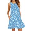 Women's Fashion Beach Dress Sleeveless Round Neck Floral Print Dress