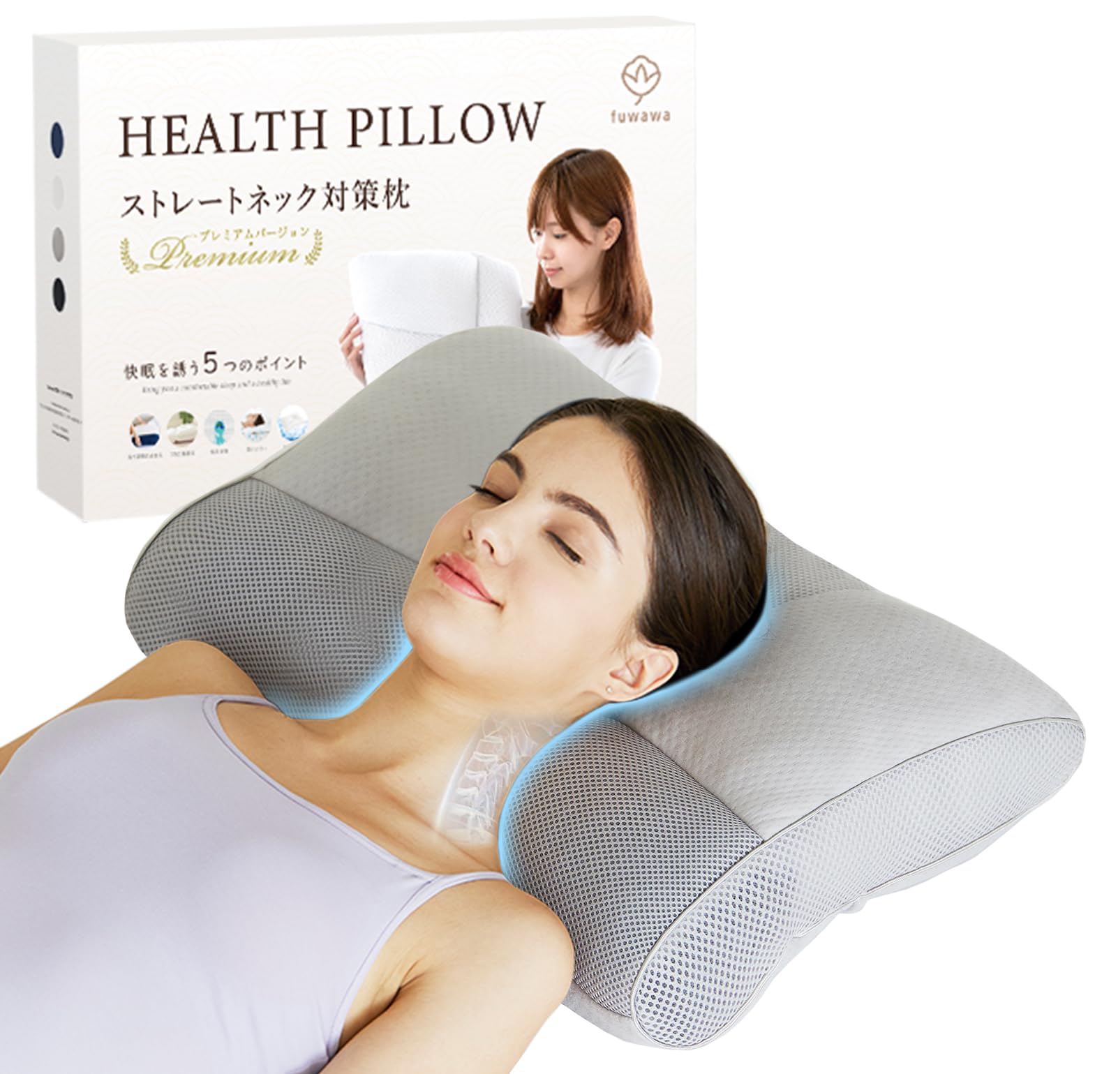 

Жорстка трубка-подушка fuwawa від Relieves Neck Підходить для сну на боці та на спині Регульована Шийна Миється М яка З Вугіллям Бамбука Повністю Конструкція з Уретану сірий колір