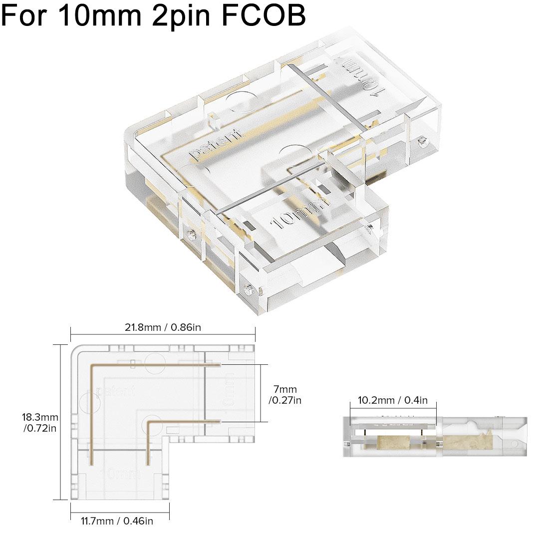 

4 PCS FCOB Transparent L Shape Cover Connectors Solderless for 2pin 8mm 10mm DIM 3pin 4pin 10mm CCT RGB FOB COB LED Strip Lights