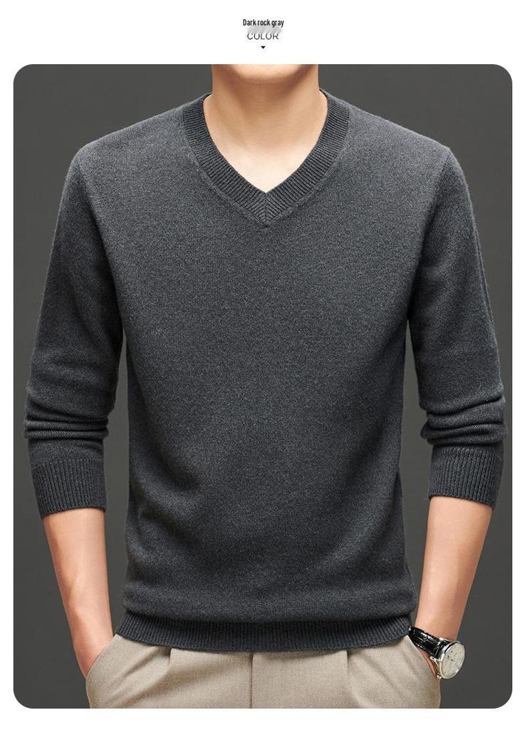 Pullman pour homme à col en V en cachemire de haute qualité 10%