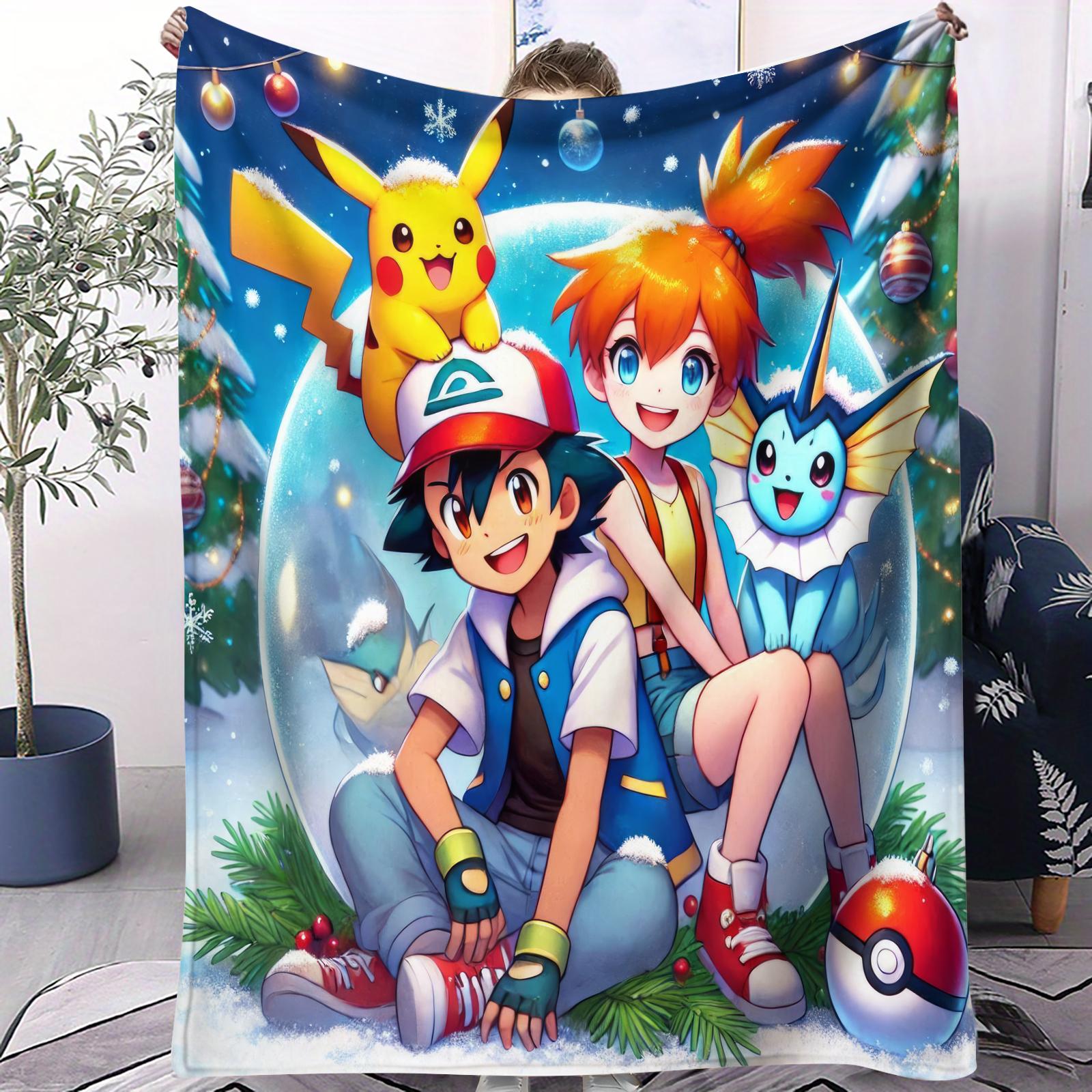 Pokemon Classic AllStar Cute Cartoon Printed Fleece Throw Blanket for Fans Quality Warm Cozy Blanket for Travel Office Home 70x100cm