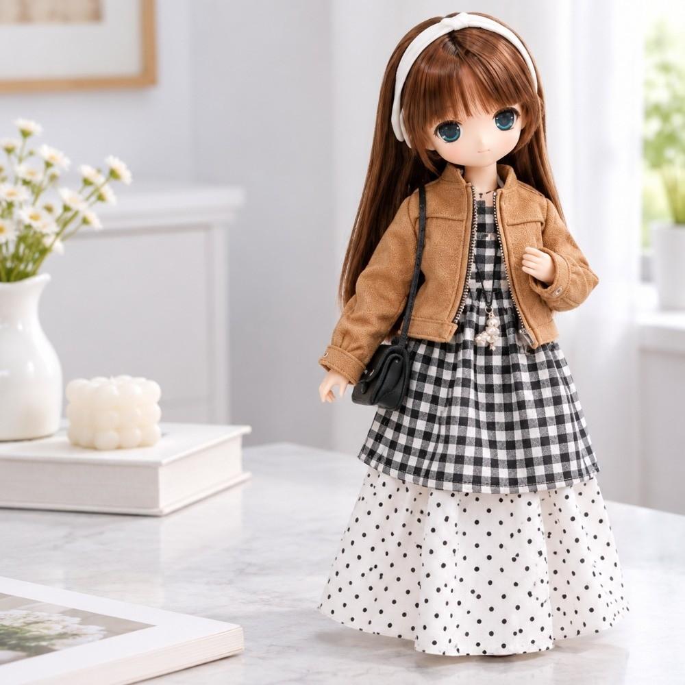 Winter Plaid Cami Dress Fashion Polka Dot Dress for Blythe Doll/For azone/ob22/ob24 1/6 BJD Doll