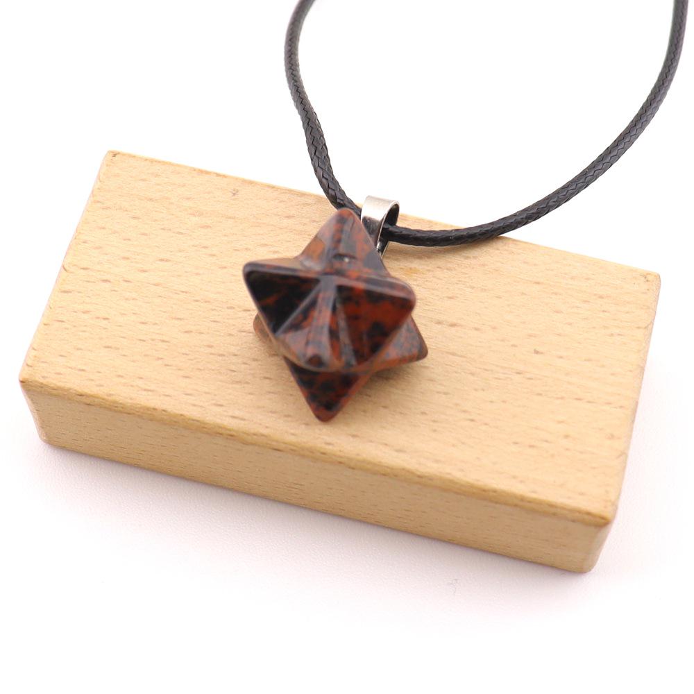 Large Agate Crystal Pendant: 24mm Kabbalah Star with Amethyst & Rose Quartz Hexagram Necklace.