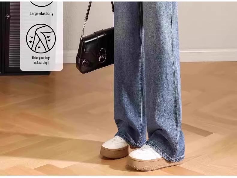 Women's High-Waisted Fleece-Lined Wide-Leg Jeans - Popular Winter 2024 Style