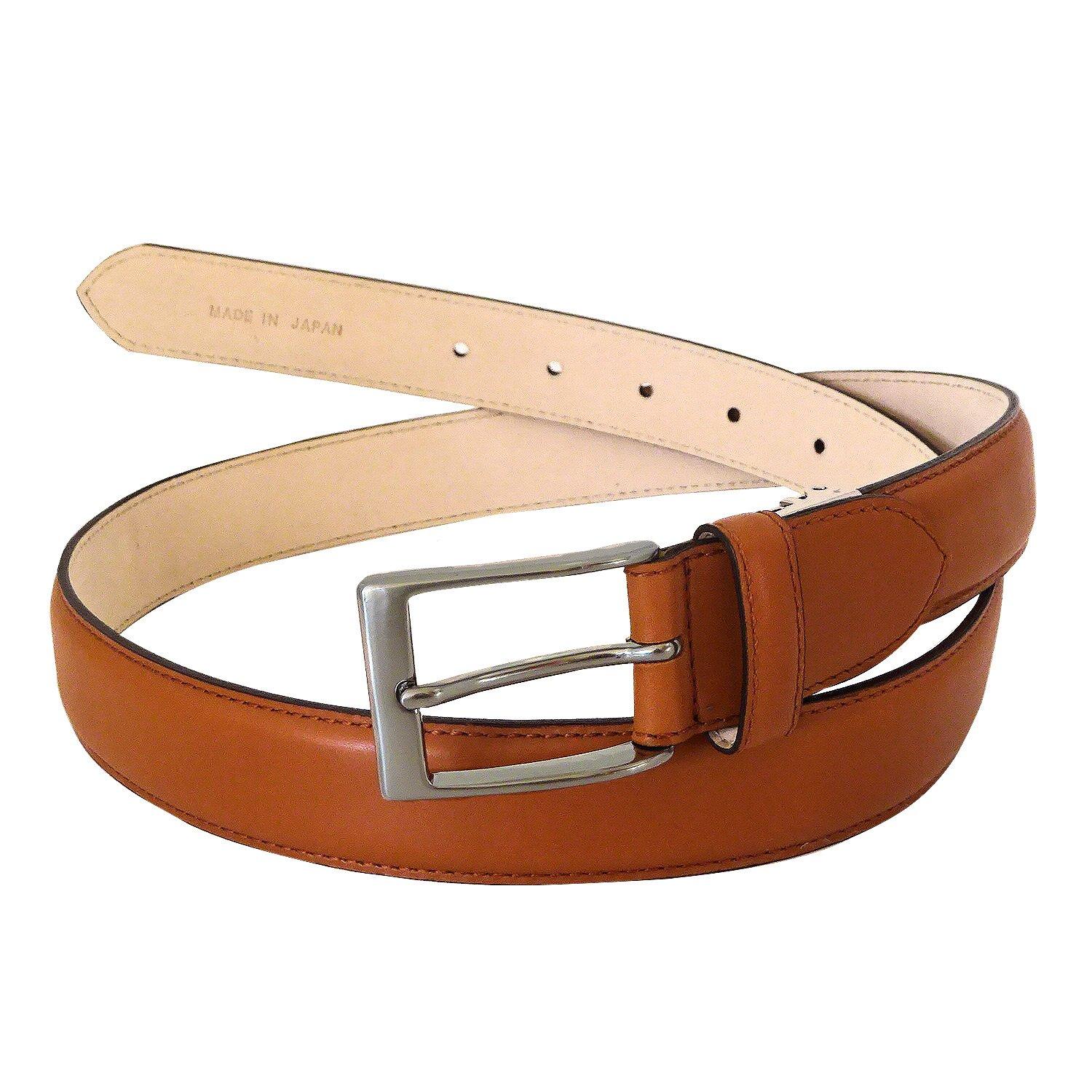 (Nagasawa Belt Industry) NB019 Himeji-made Kip Leather 30mm Belt, Men s, Made in Japan [Genuine Leather] (Free Size, Camel)