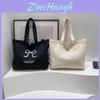Nylon Canvas Large Capacity Tote Bag With Zipper Closure For Daily Use