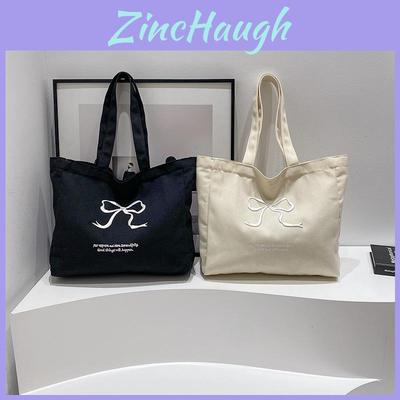 Nylon Canvas Large Capacity Tote Bag With Zipper Closure For Daily Use