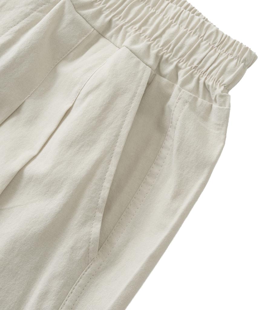 ANALOG MOOD Linen-Like Bermuda Pants (Cream)