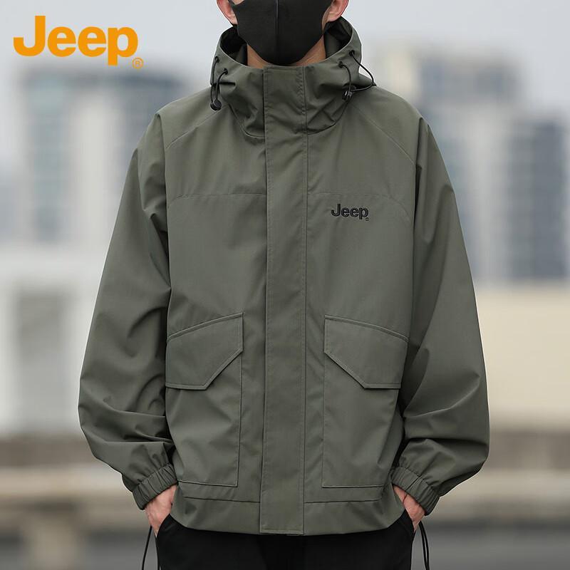 

JEEP Unisex Loose Fit Casual Windbreaker Jacket L
