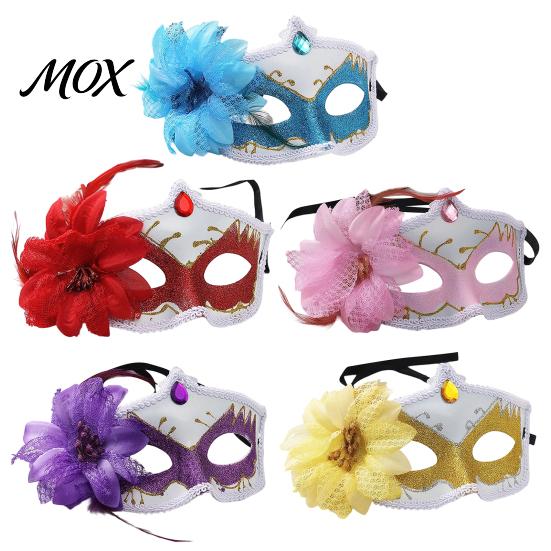 Fancy Dress Accessory Masquerade Masque for Women, Glitter Venetian Half Face with Side Floral Party Flower And Feather Halloween Costume, Mardi Gras,