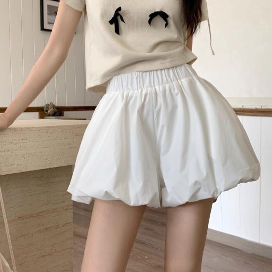 Women's Summer Bubble Shorts Casual High Waisted Puffy Shorts with Pockets Elastic Waist Balloon Mini Shorts