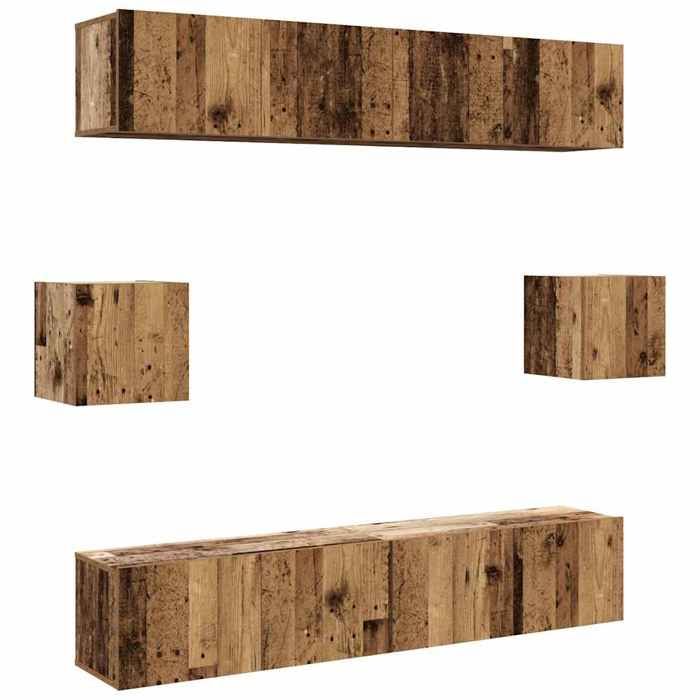 VidaXL Ensemble de meuble TV mural 6 pcs vieux bois bois d'ingénierie, meuble TV, meuble multimédia, console TV, meuble 3328989