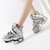 Genuine Leather High top Women Sneakers Wedge Chunky Heel Platform Ankle Height Increase Sports for Adult Women